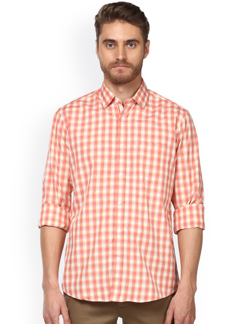 

ColorPlus Men Orange Checked Tailored Fit Casual Shirt
