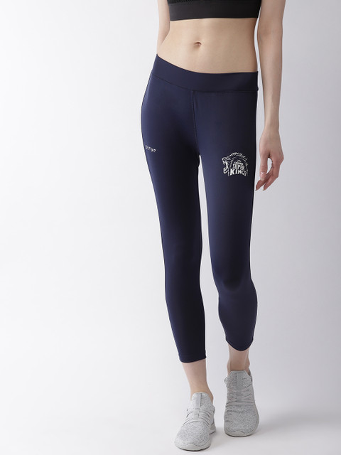 

SEVEN by MS Dhoni Women Navy Blue Cropped Tights