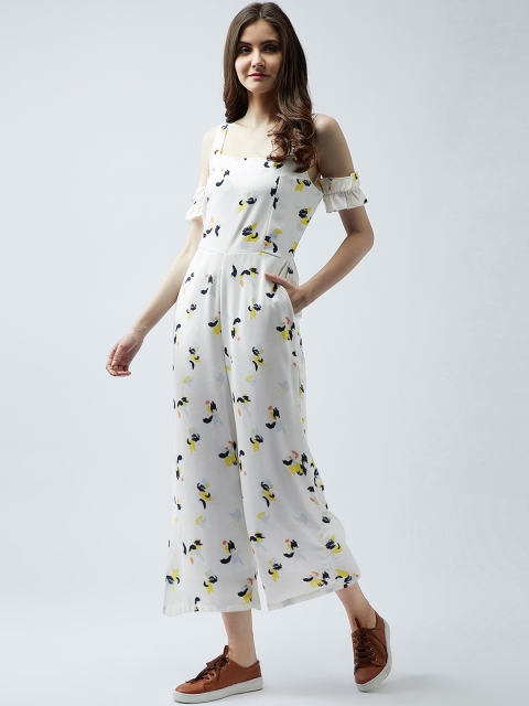 

MAGRE White Printed Basic Jumpsuit