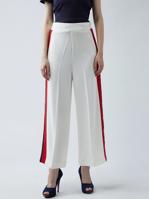 

MAGRE Women White Relaxed Straight Leg Straight Fit Solid Parallel Trousers
