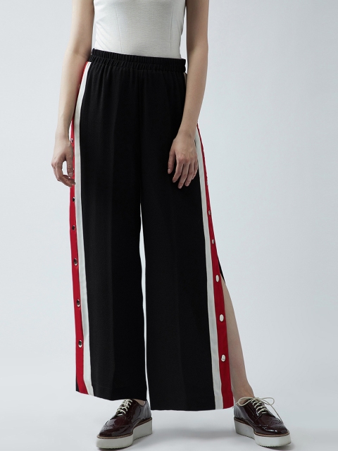 

MAGRE Women Black Relaxed Straight Leg Straight Fit Solid Parallel Trousers