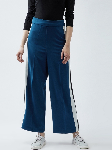 

MAGRE Women Blue Relaxed Straight Leg Straight Fit Solid Parallel Trousers