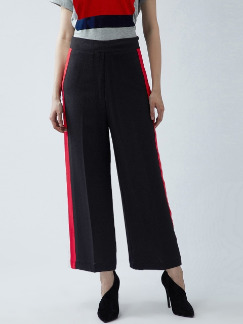 

MAGRE Women Black Relaxed Straight Leg Straight Fit Solid Parallel Trousers