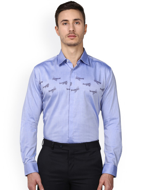 

Park Avenue Men Blue Slim Fit Printed Semiformal Shirt