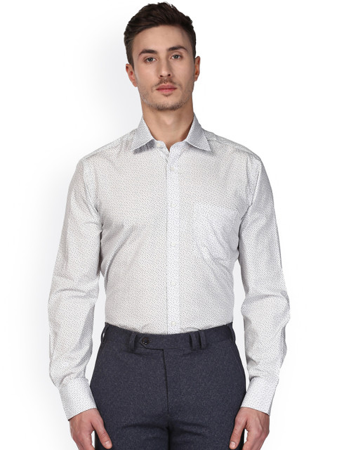 

Park Avenue Men White Slim Fit Printed Formal Shirt