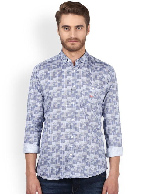 

Park Avenue Men Blue & White Slim Fit Printed Casual Shirt