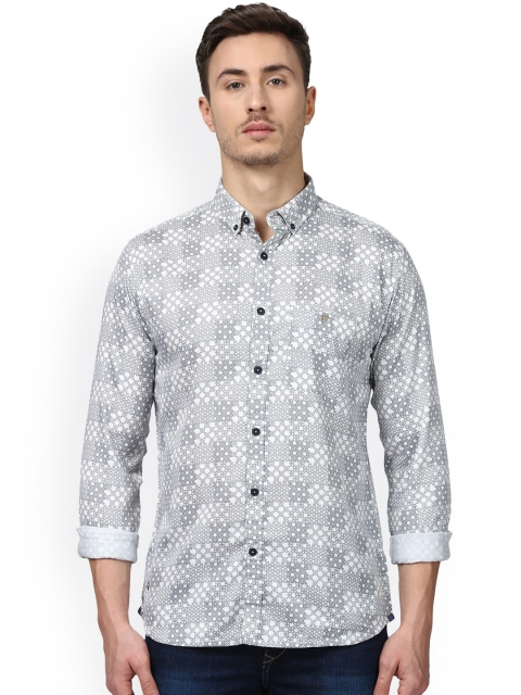 

Park Avenue Men White Slim Fit Printed Casual Shirt