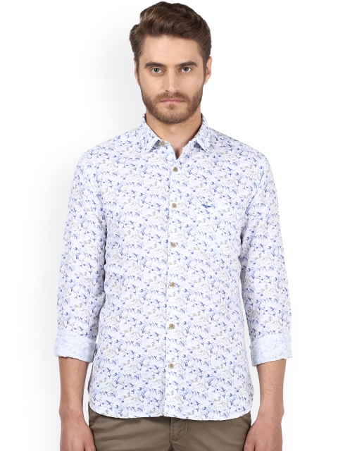 

Park Avenue Men White Slim Fit Printed Casual Shirt