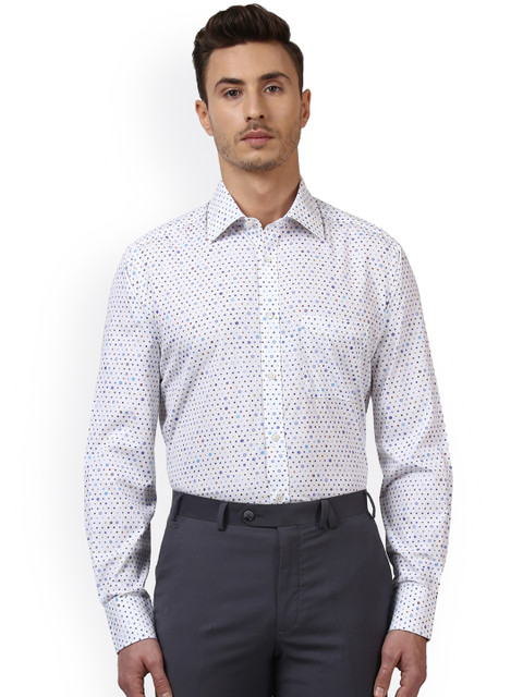 

Park Avenue Men White Slim Fit Printed Semiformal Shirt