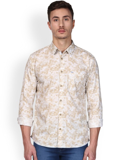 

Park Avenue Men Beige & White Slim Fit Printed Casual Shirt