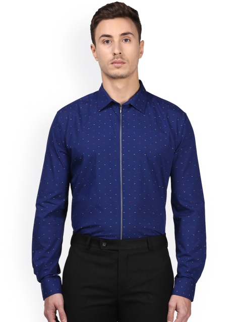 

Park Avenue Men Blue Slim Fit Self Design Formal Shirt