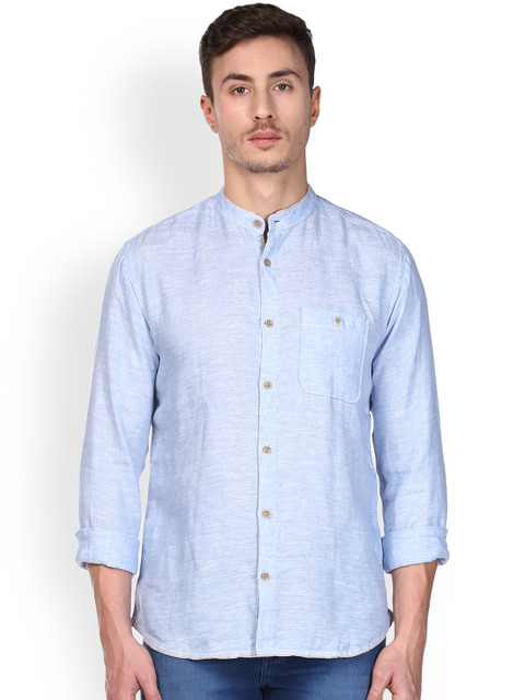 

Park Avenue Men Blue Slim Fit Self Design Casual Linen Shirt
