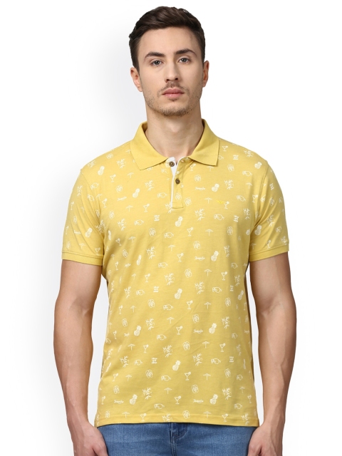 

Park Avenue Men Yellow Printed Polo Collar T-shirt
