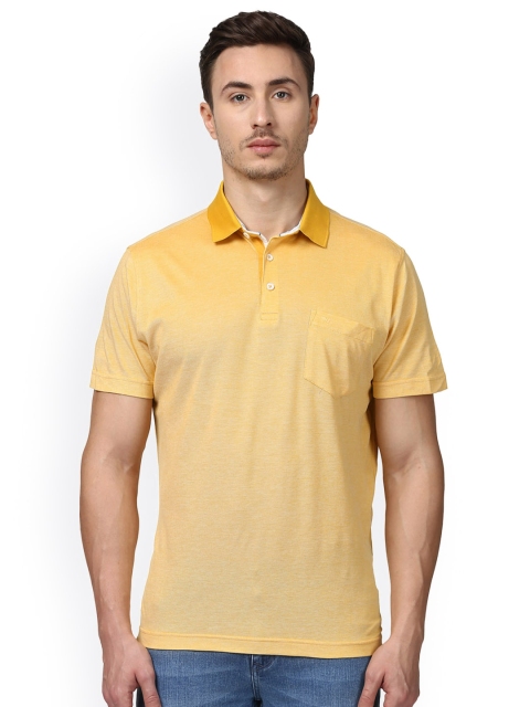 

Park Avenue Men Yellow Solid Polo Collar T-shirt