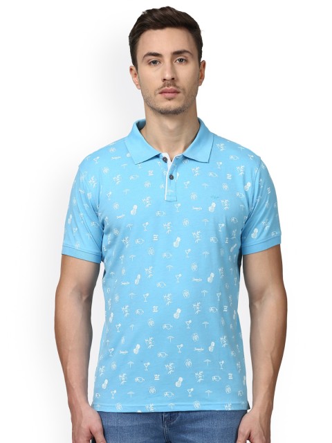 

Park Avenue Men Blue Printed Polo Collar T-shirt