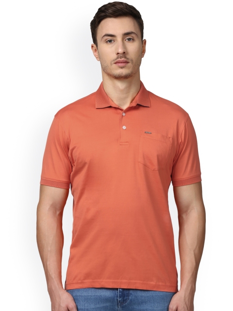 

Park Avenue Men Orange Solid Polo Collar T-shirt