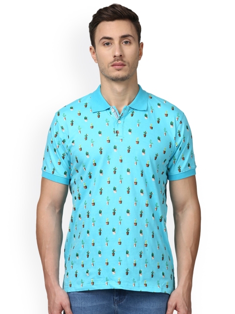 

Park Avenue Men Blue Printed Polo Collar T-shirt