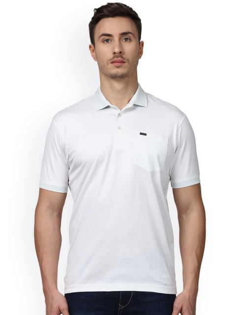 

Park Avenue Men White Solid Polo Collar T-shirt