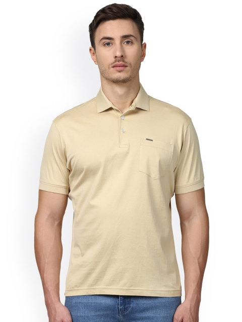 

Park Avenue Men Beige Solid Polo Collar T-shirt