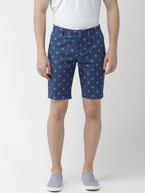 

Park Avenue Men Blue Striped Regular Fit Regular Shorts