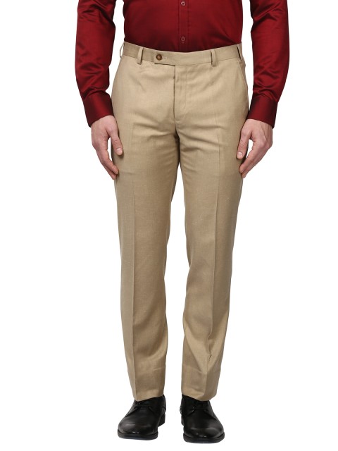 

Park Avenue Men Khaki Slim Fit Solid Formal Trousers