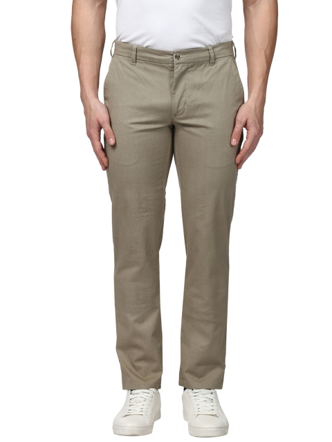 

Park Avenue Men Green Slim Fit Self-Designed Regular Trousers