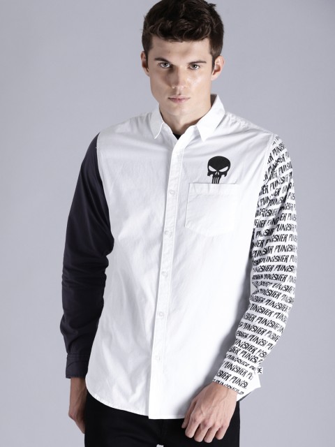 

Kook N Keech Marvel Men White & Black Regular Fit Printed Casual Shirt