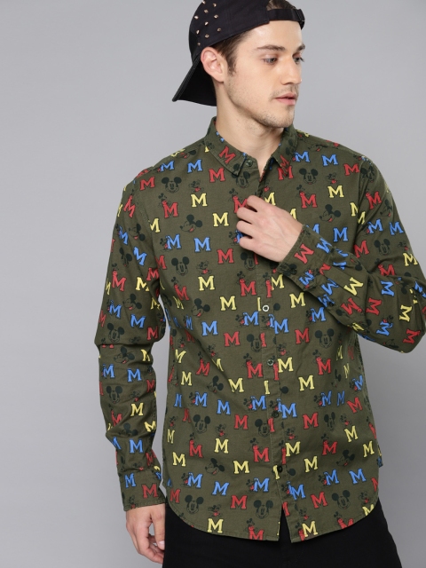

Kook N Keech Disney Men Olive Green Regular Fit Printed Casual Shirt