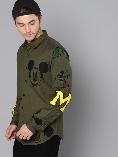 

Kook N Keech Disney Men Olive Green Regular Fit Printed Casual Shirt