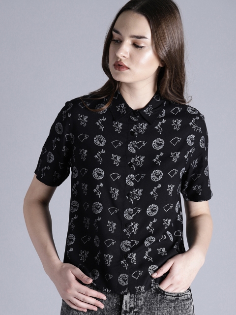 

Game of Thrones by Kook N Keech Women Black Regular Fit Printed Casual Shirt