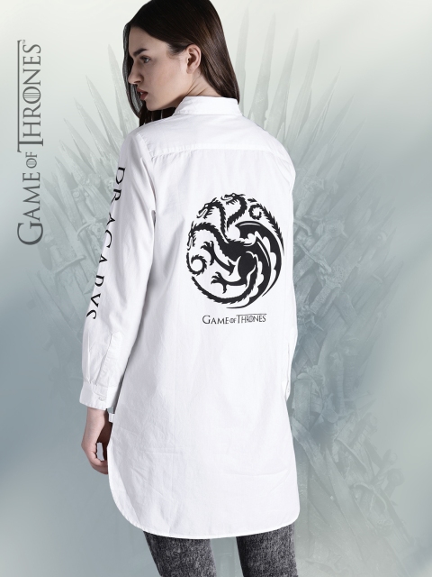 

Game of Thrones by Kook N Keech Women White Regular Fit Printed Casual Shirt