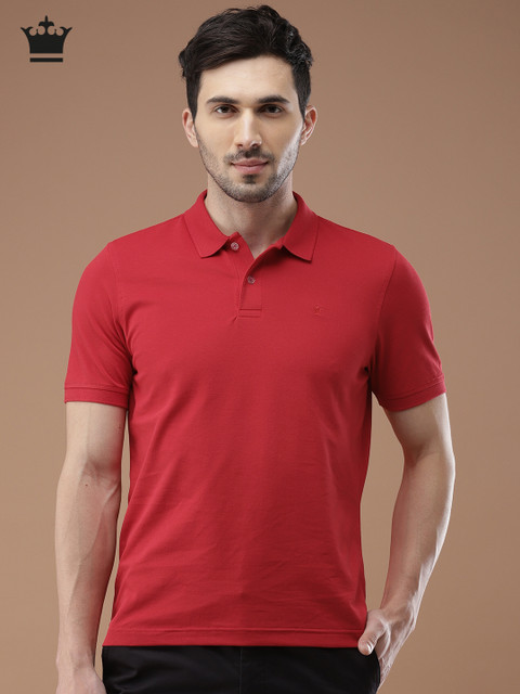 

Louis Philippe Men Red Solid Polo Collar T-shirt