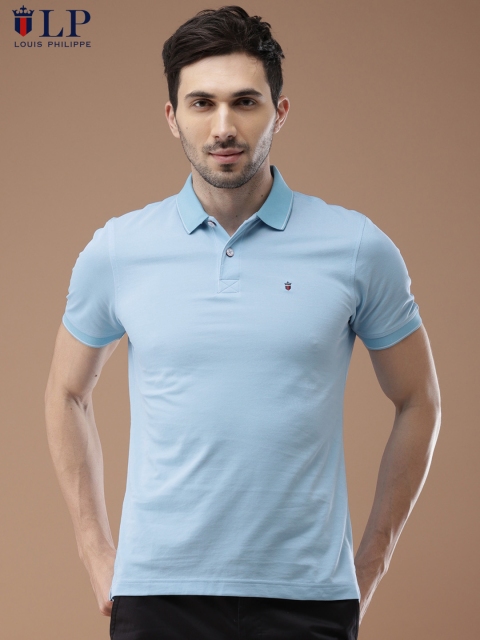 

Louis Philippe Sport Men Blue Solid Polo Collar T-shirt