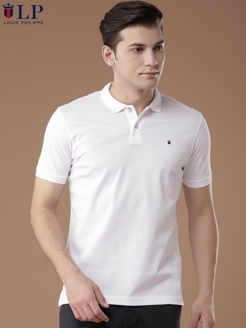 

Louis Philippe Sport Men White Solid Polo Collar T-shirt