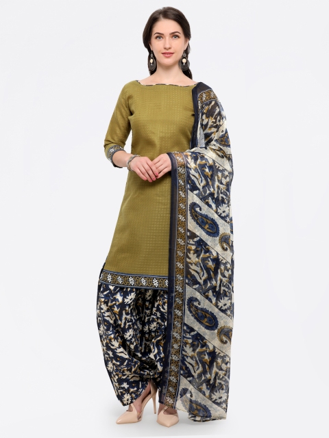 

Saree mall Olive Green Self-Designed Cotton Blend Unstitched Dress Material