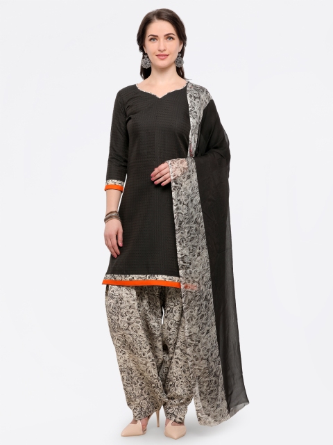 

Saree mall Black Cotton Blend Self-Designed Unstitched Dress Material