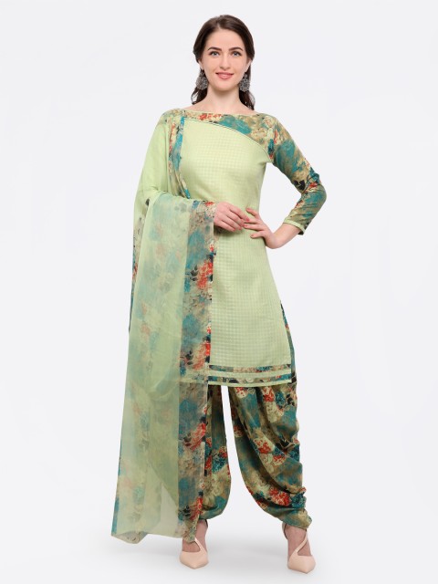 

Saree mall Green Self-Designed Cotton Blend Unstitched Dress Material