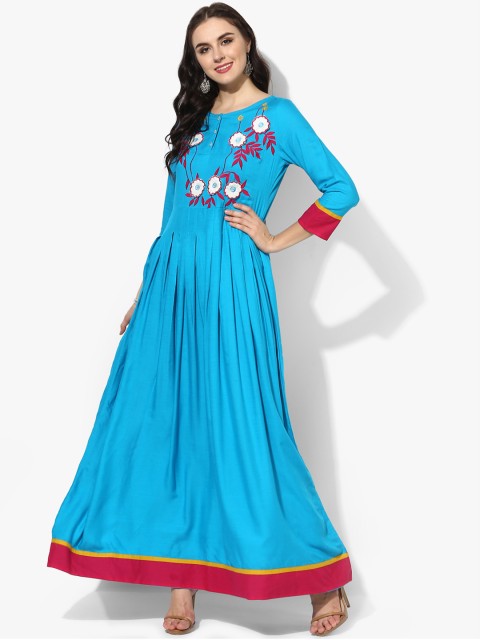 

Sangria Women Blue & White Solid Anarkali Kurta