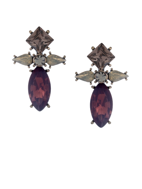 

Kazo Maroon & Gold-Toned Contemporary Studs