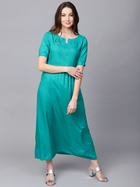 

Jaipur Kurti Women Green Solid Maxi Dress