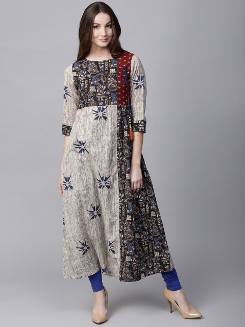 

Jaipur Kurti Women Grey & Black Printed A-Line Kurta