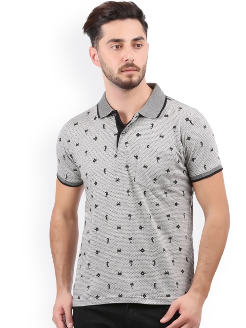 

WEXFORD Men Grey Printed Polo Collar T-shirt