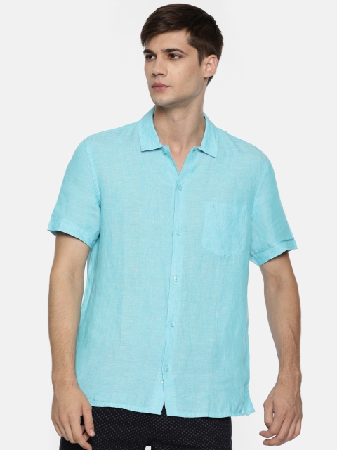 

Indian Terrain Men Blue Chiseled Regular Fit Solid Casual Linen Shirt
