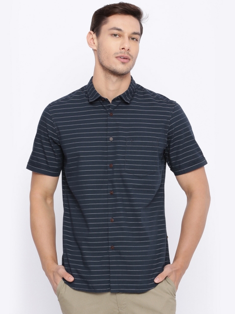 

Indian Terrain Men Navy Blue Slim Fit Striped Casual Shirt