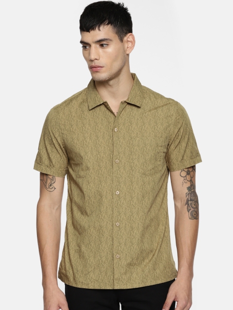 

Indian Terrain Men Khaki Chiseled Slim Fit Printed Casual Shirt