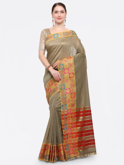 

Pisara Khaki Silk Cotton Woven Design Kanjeevaram Saree