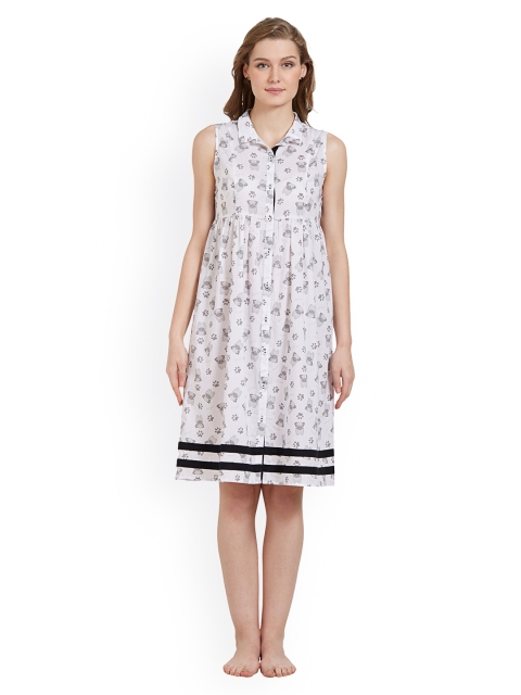 

Mystere Paris White Printed Nightdress C274C