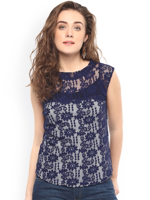 

Mayra Women Blue Self Design Top