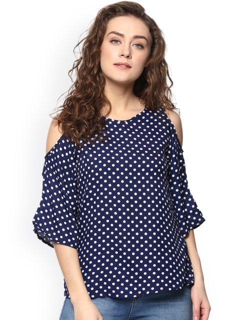

Mayra Women Blue Polka Dot Printed Top