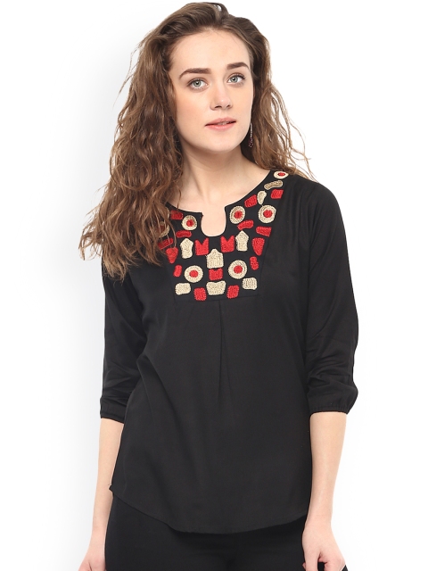 

Mayra Women Black Self Design Top